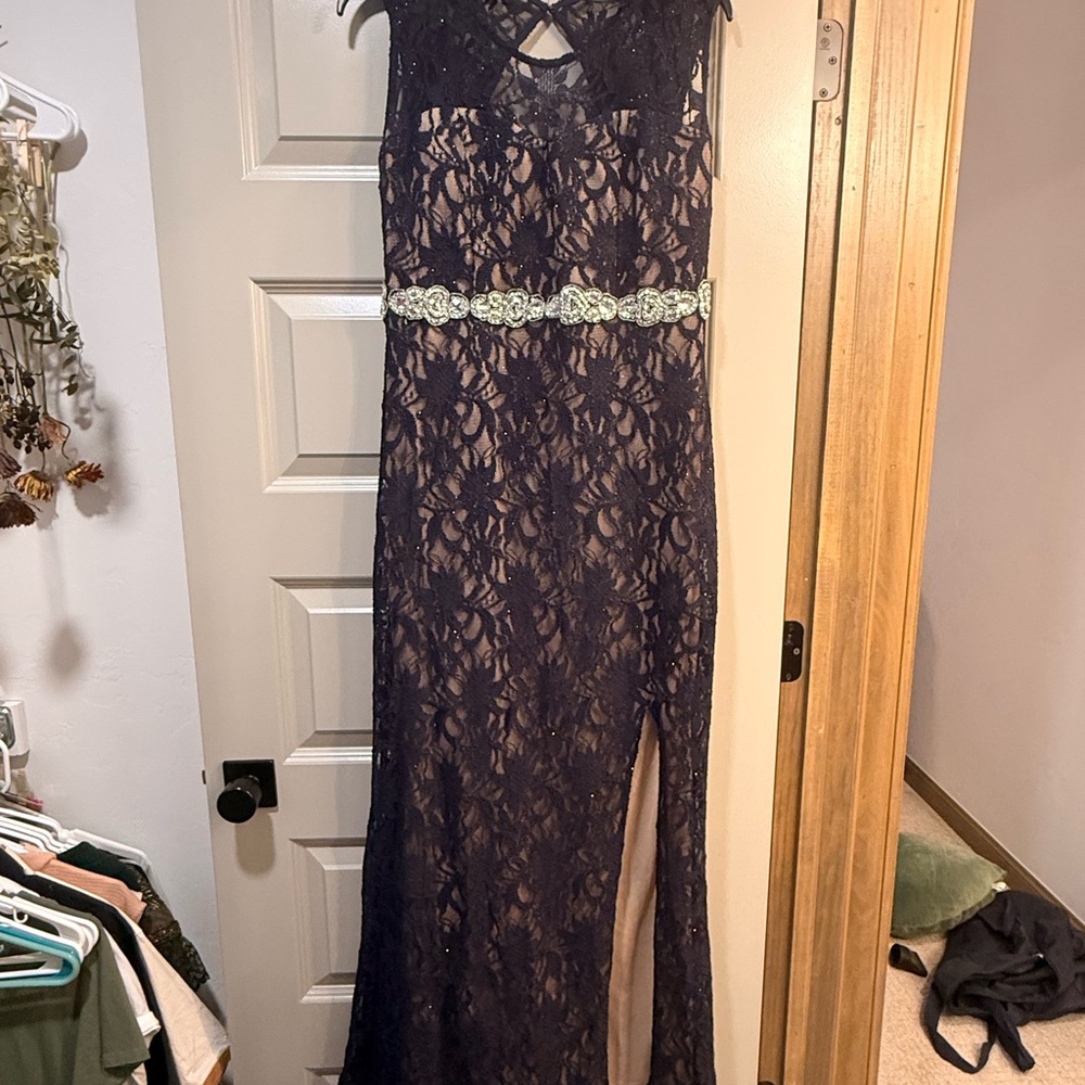 Jodi Kristopher Navy Lace Dress